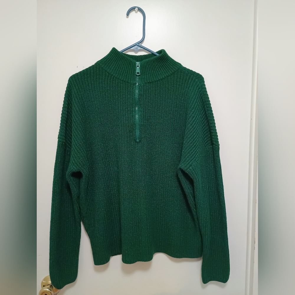 Source Unknown Green Zip Up Sweater